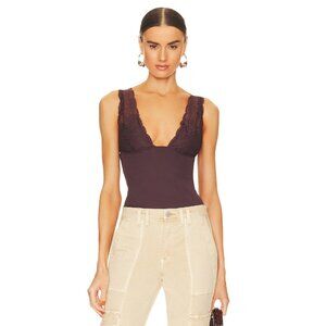 NWT Free People Intimately Power Play Lace Cami Brown Medium – Stretchy V-Neck T